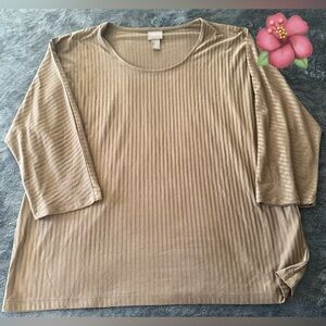 Chico's Women's Brown Ribbed Long Sleeve Top